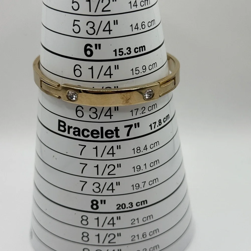 Ann Taylor‎ Hinged Bangle Elegant Gold Tone Bracelet with Crystal Accents
